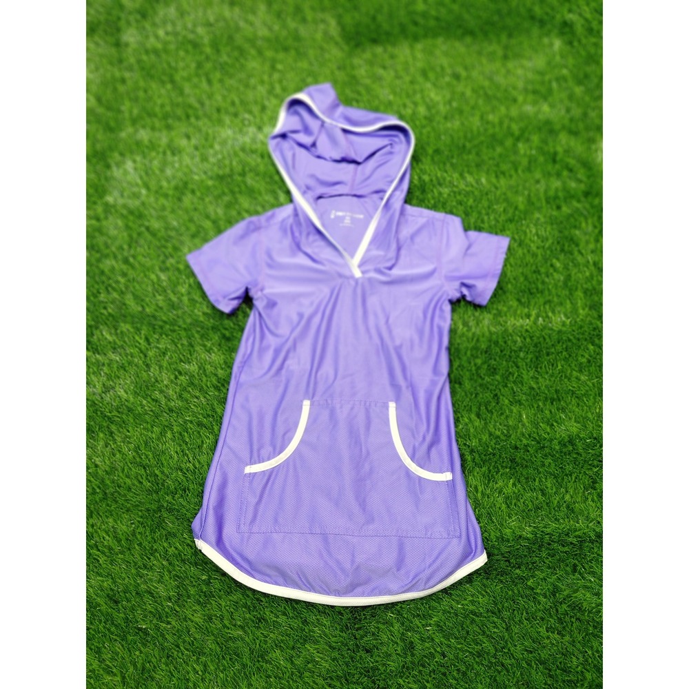 Free Country Swim Cover Up XS 5/6 Purple Girls Polyester Hooded Pocket Excellent